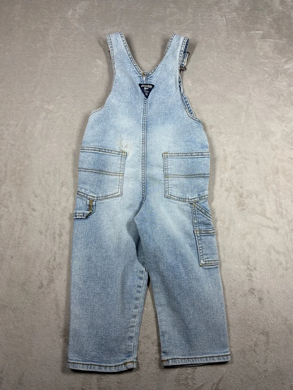 Oshkosh B’gosh Cotton Blend Denim Ligh Blue Jean Overalls Size 3T